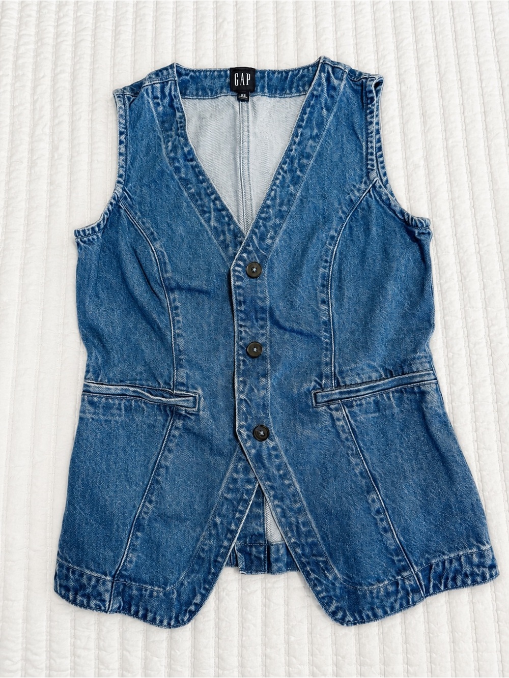 GAP Denim Vest XS Button Front Y2K
